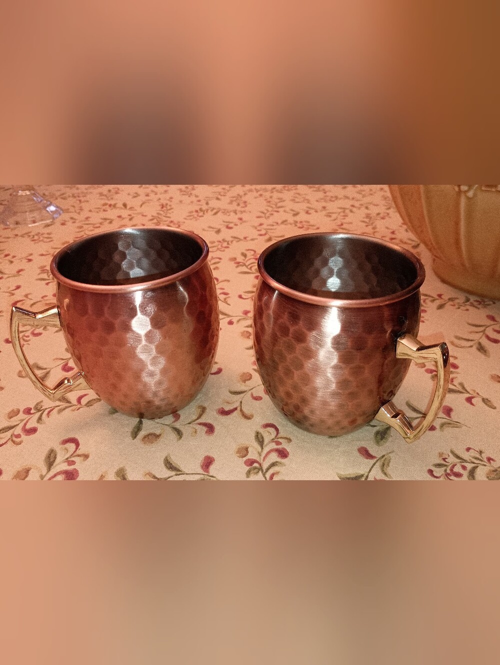Hammered Moscow Mule Mugs with Gold Handles - Set of 2